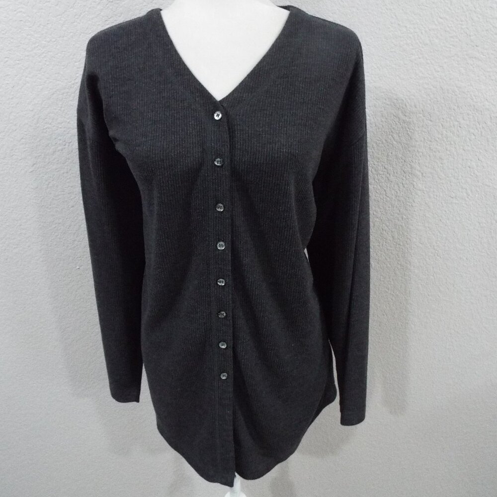 Honors Vintage Women's Charcoal Long Sleeve V-neck Button up Cardigan Size XL